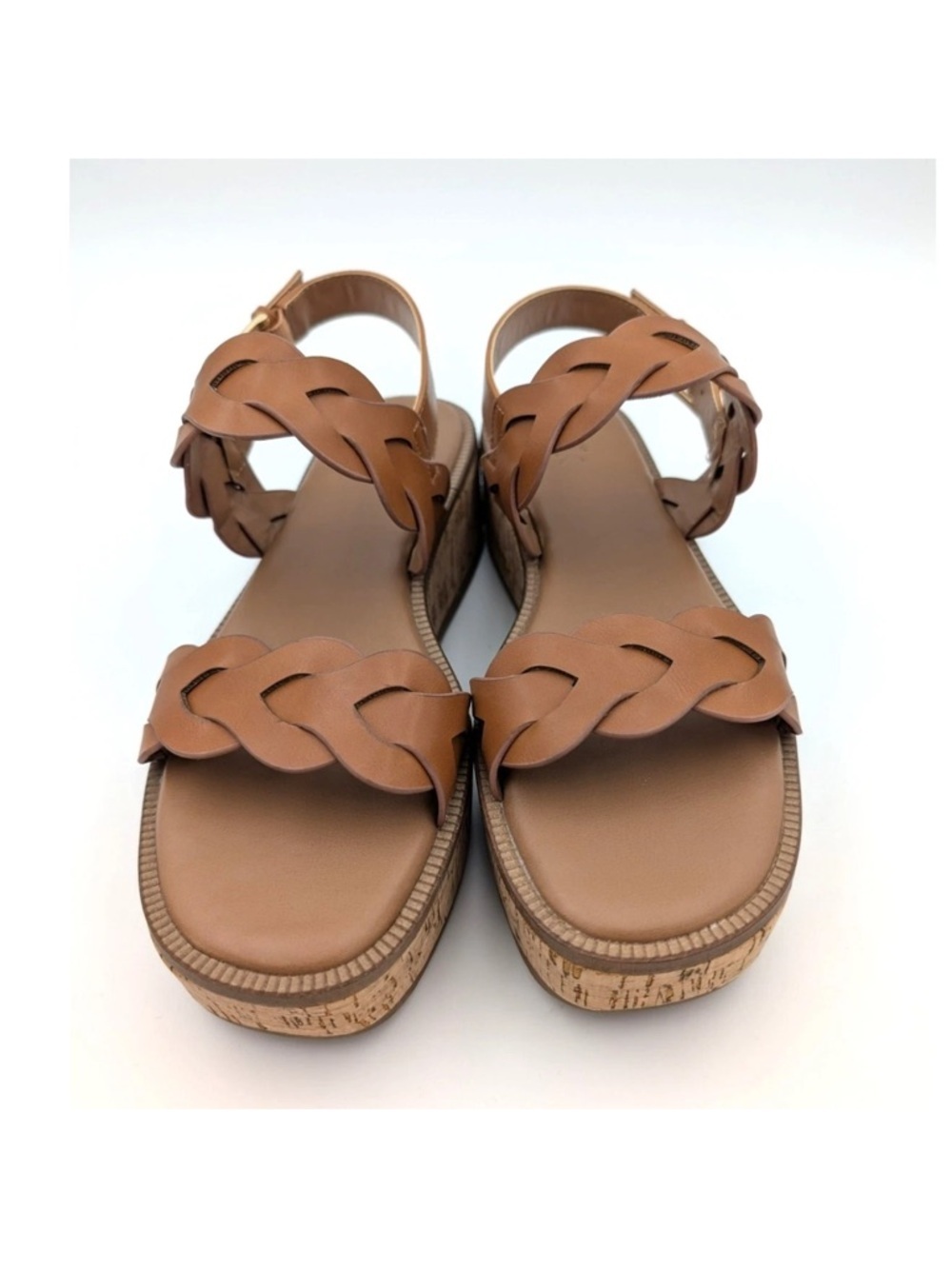 Pennie Tan Vegan Leather Braided Platform Sandal - Picture 2 of 8
